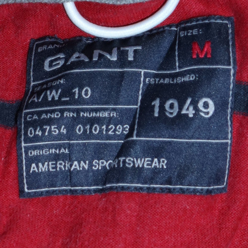GANT Men's Red Striped Collared Rugby Sweatshirt Size M