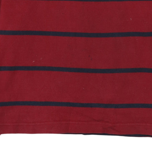 GANT Men's Red Striped Collared Rugby Sweatshirt Size M