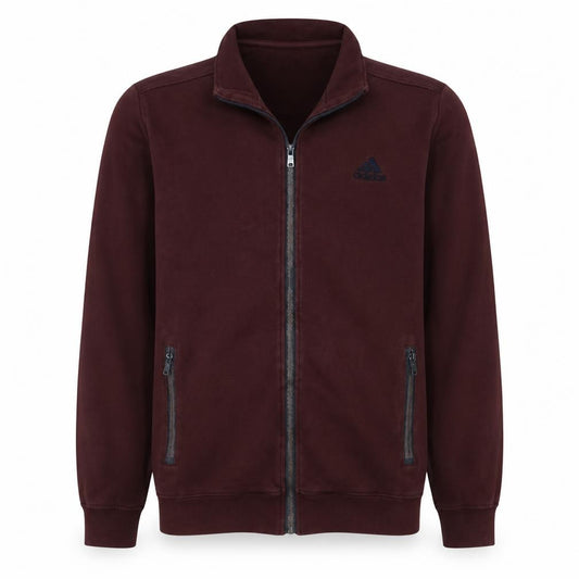 Front view of Adidas Men's Brown Track Jacket, size L, Full Zip Sportswear