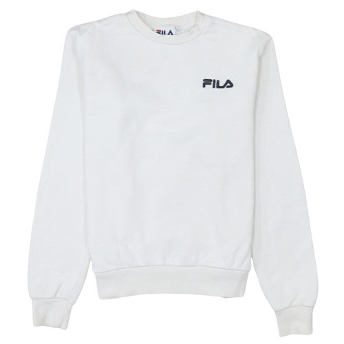 Fila Women's White Pullover Sweatshirt XXS Cotton Blend Logo Crew Neck