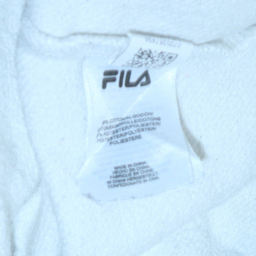 Fila Women's White Pullover Sweatshirt XXS Cotton Blend Logo Crew Neck