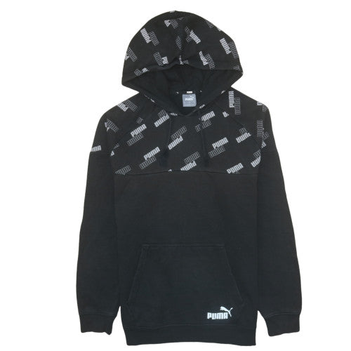 Puma Men's Black Pullover Hoodie Small Logo Graphic Fleece