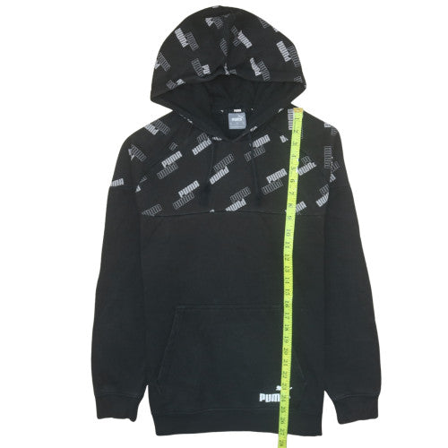 Puma Men's Black Pullover Hoodie Small Logo Graphic Fleece