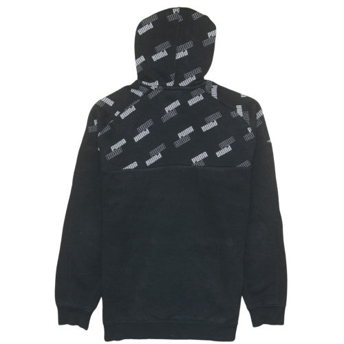 Puma Men's Black Pullover Hoodie Small Logo Graphic Fleece