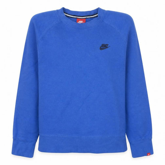 Front view of Nike women’s blue crew neck pullover sweatshirt m