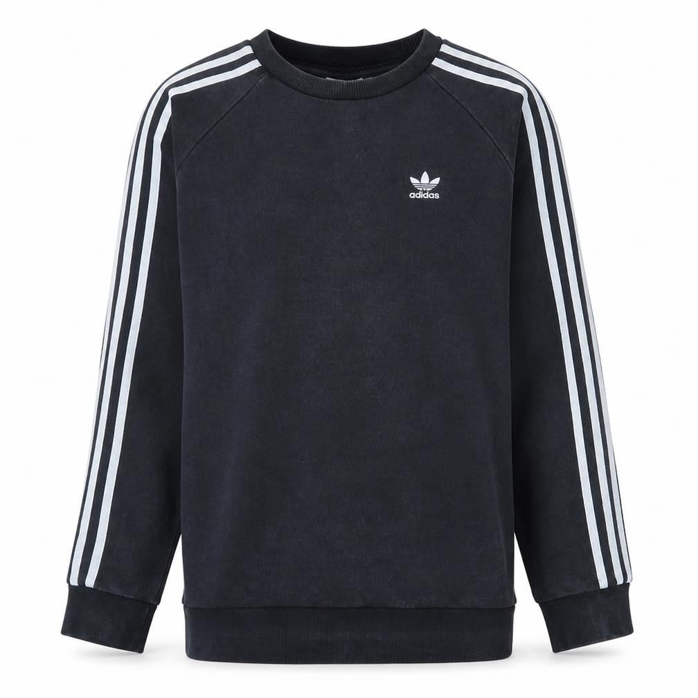 Front view of Adidas Men's Black Small Crew Neck Pullover Sweatshirt
