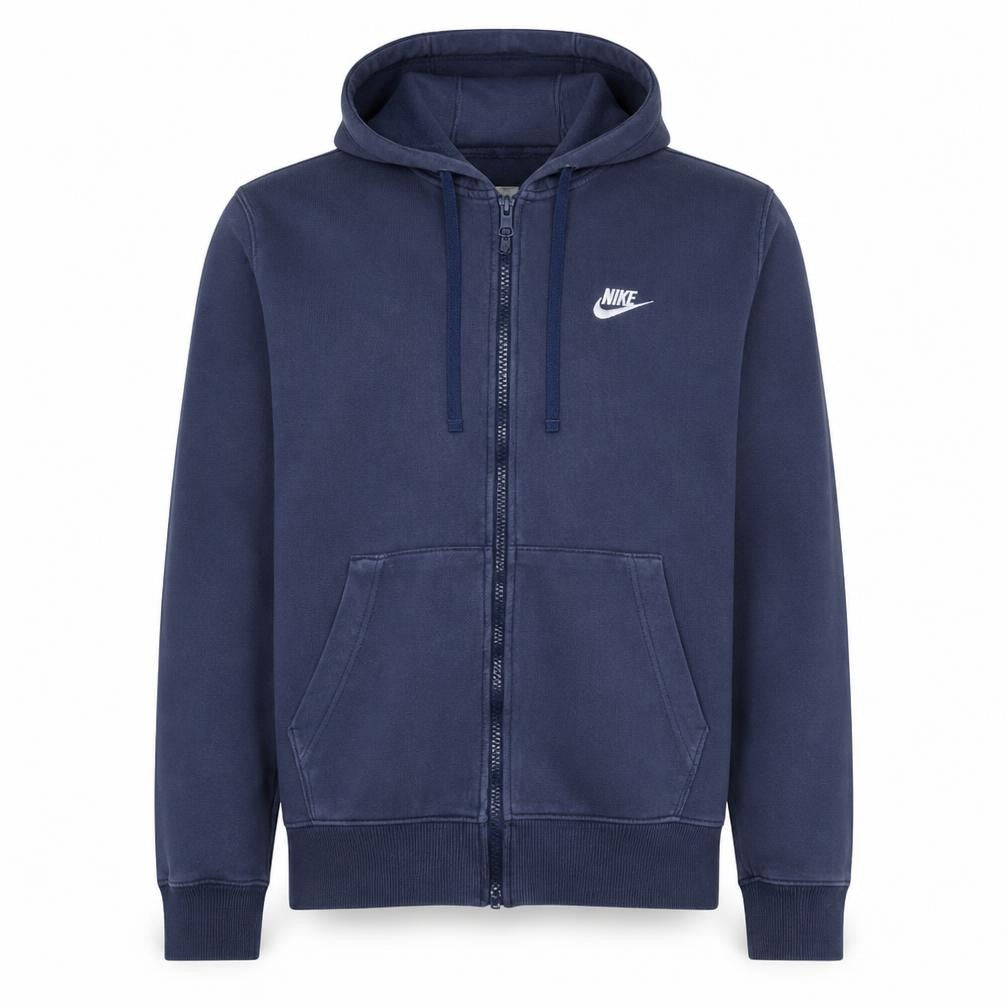 Front view of Nike Men's Blue Full Zip Hoodie Medium Fleece Lined Sweatshirt