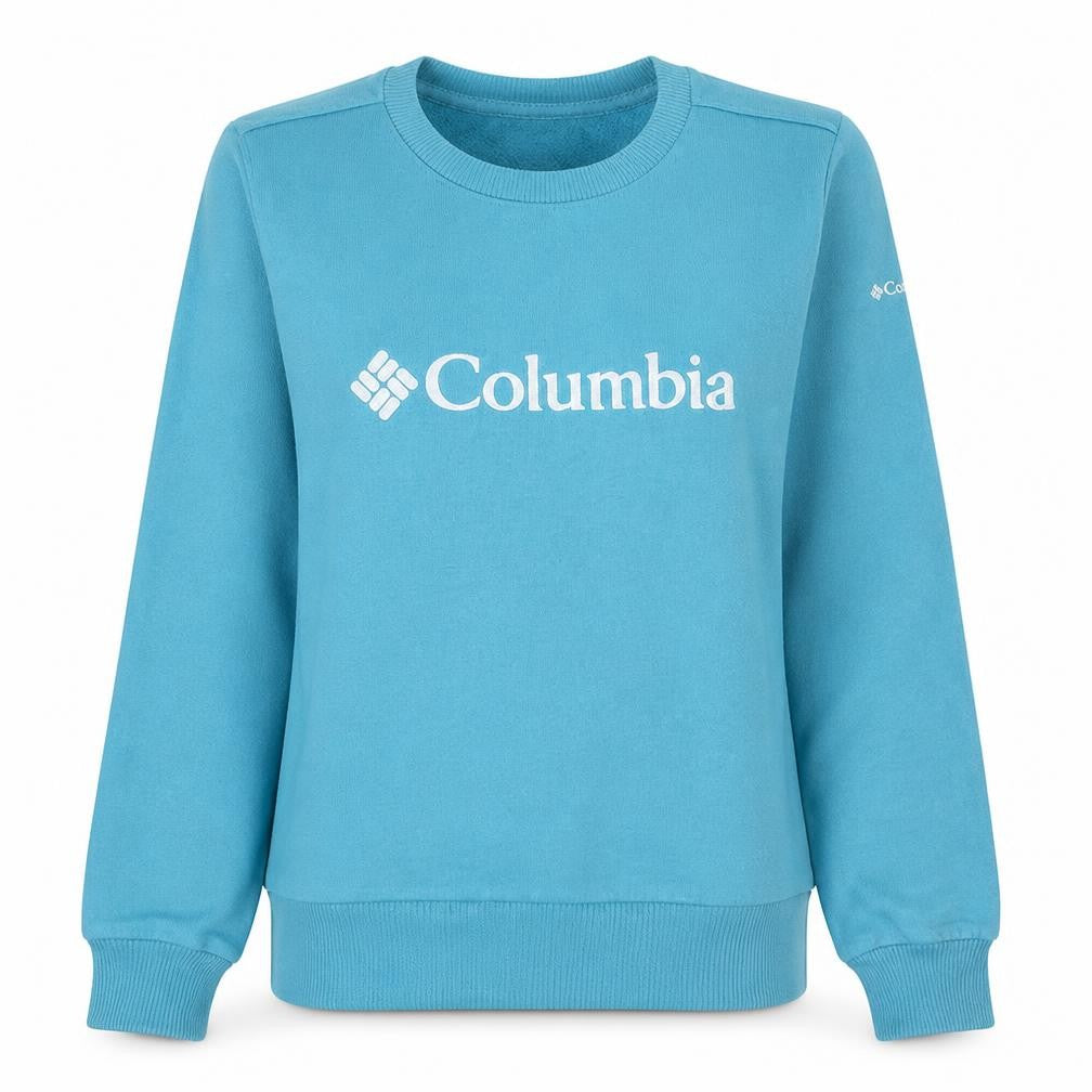 Front view of Columbia women’s blue crew neck pullover sweatshirt xs
