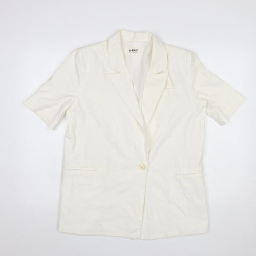 4th + Reckless Women's Ivory Short Sleeve Linen Blend Blazer UK 8