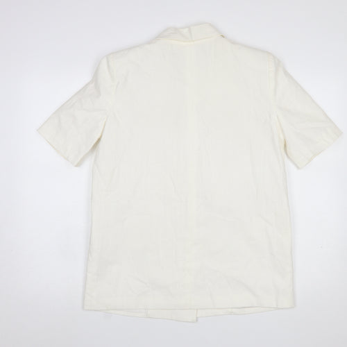 4th + Reckless Women's Ivory Short Sleeve Linen Blend Blazer UK 8