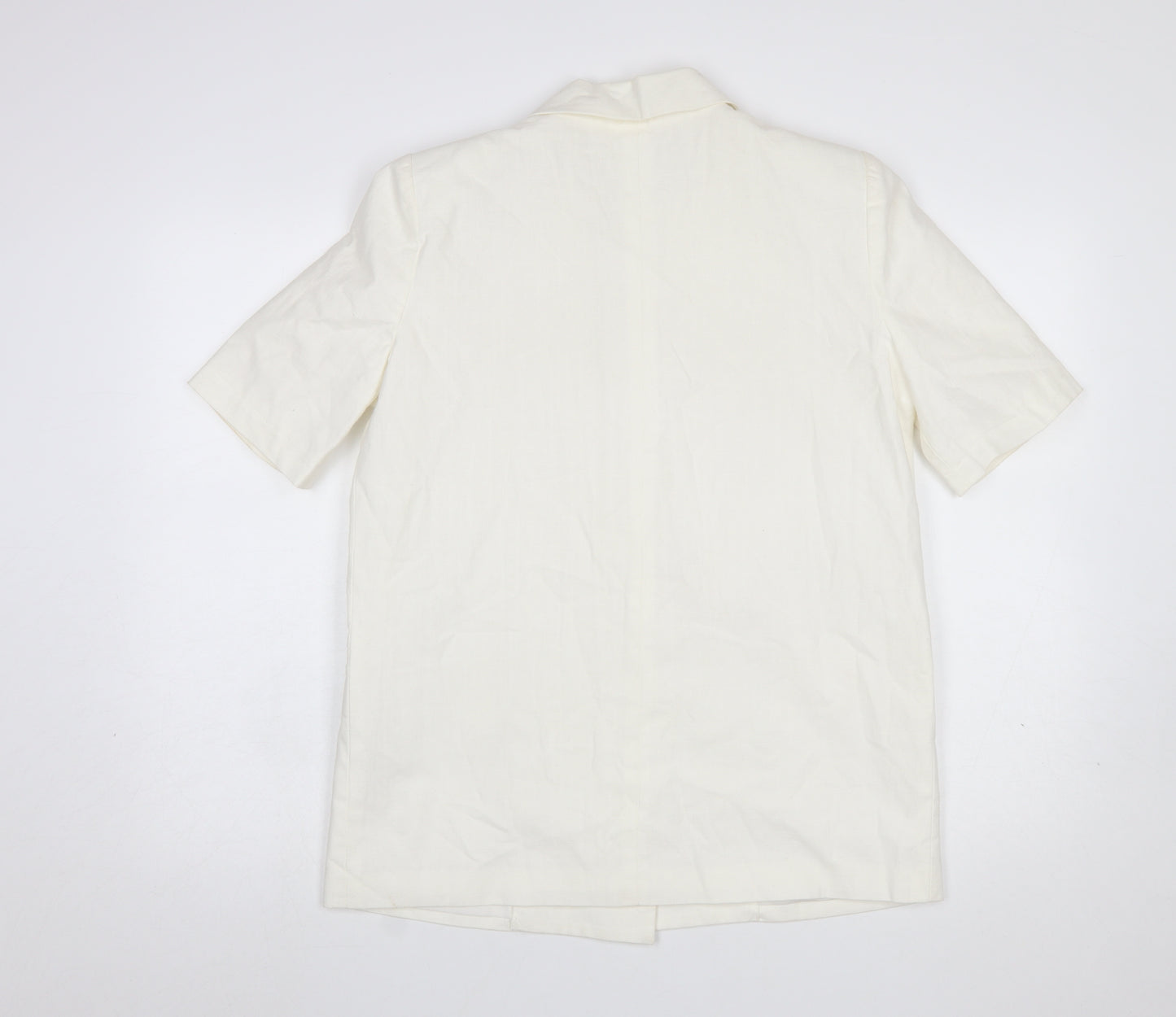 4th + Reckless Women's Ivory Short Sleeve Linen Blend Blazer UK 8