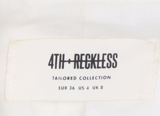 4th + Reckless Women's Ivory Short Sleeve Linen Blend Blazer UK 8