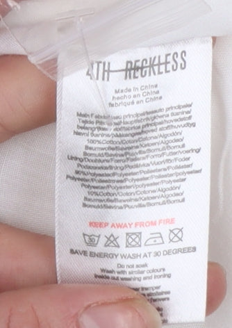 4th + Reckless Women's Ivory Short Sleeve Linen Blend Blazer UK 8
