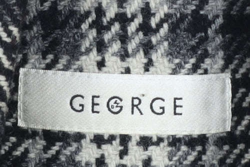 George Women's Black Check Wool Blend Pea Coat Size 10 Classic Style