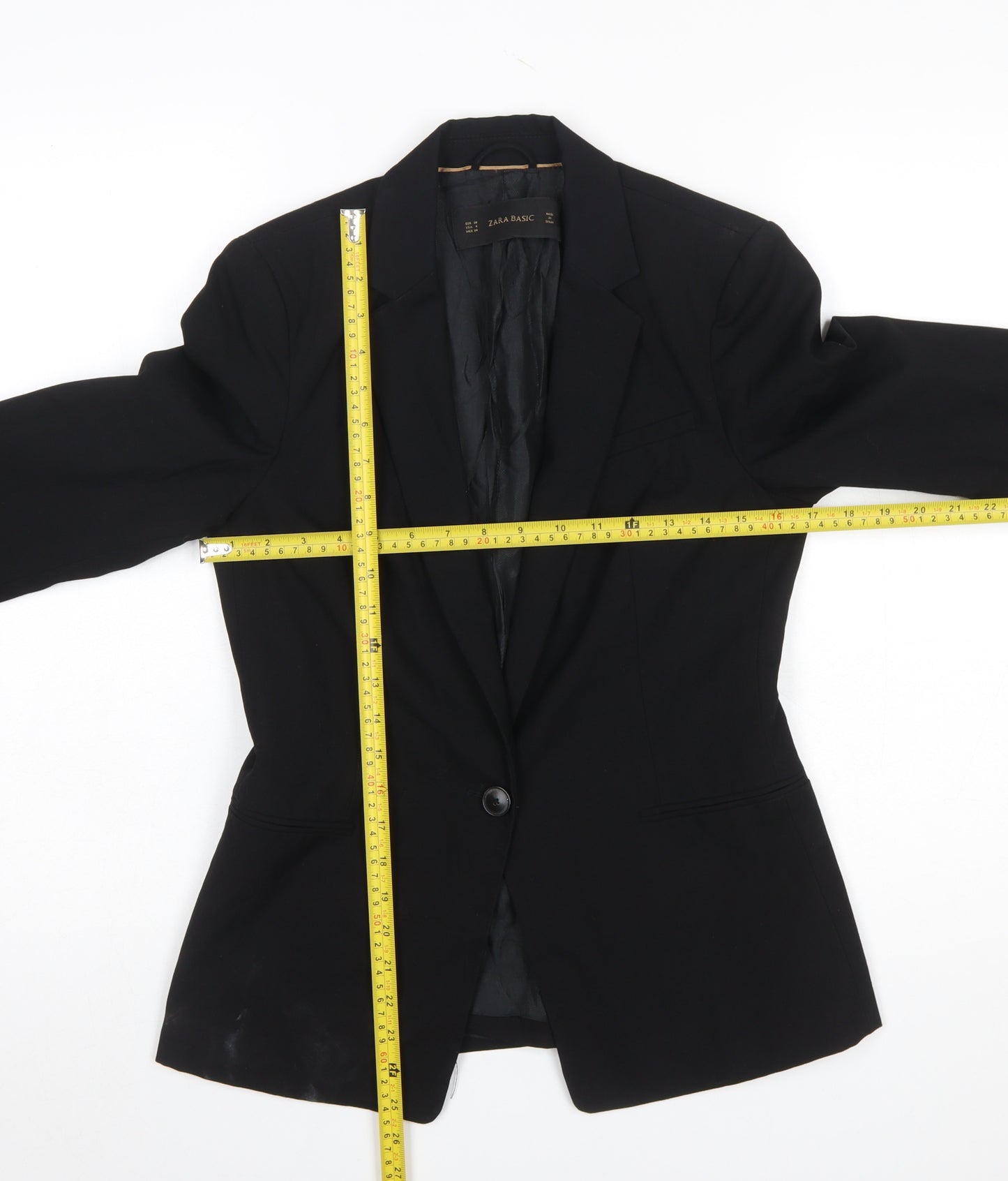 Zara Basic Women's Black Single-Breasted Slim Fit Blazer Size 10