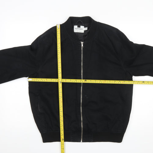 Topman Men Black L Bomber Jacket Cotton Zip Casual