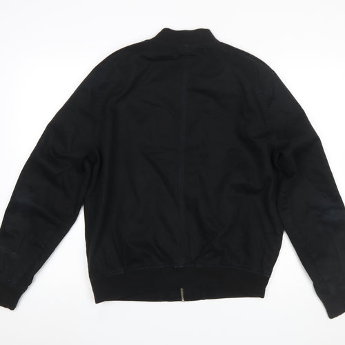 Topman Men Black L Bomber Jacket Cotton Zip Casual