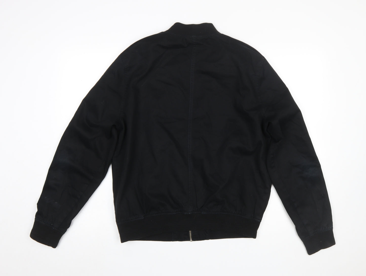 Topman Men Black L Bomber Jacket Cotton Zip Casual