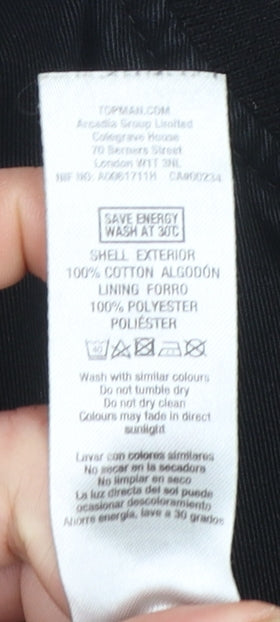 Topman Men Black L Bomber Jacket Cotton Zip Casual