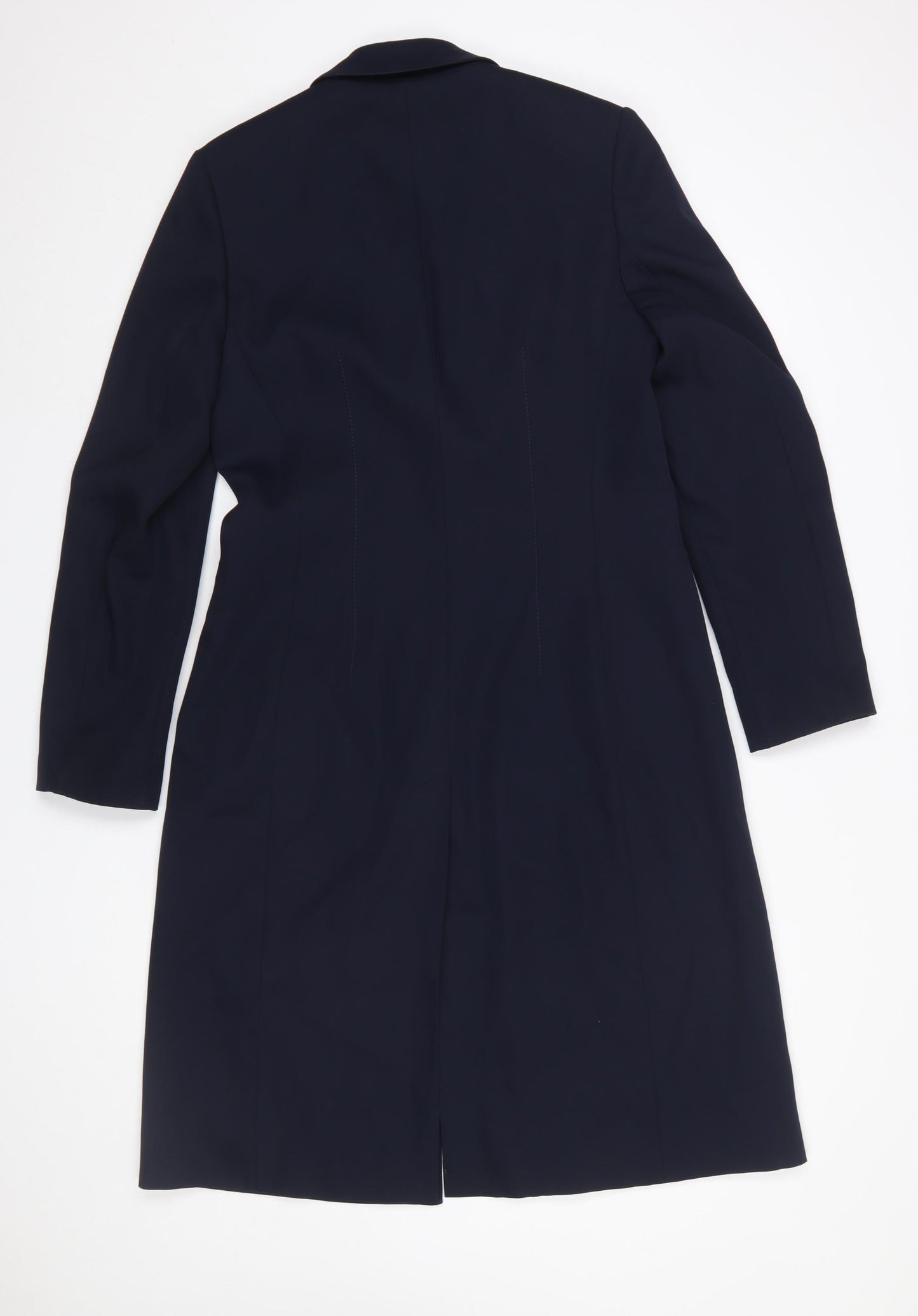 Hyphen Women's Navy Blue Long Overcoat Size 10 Lined Single-Breasted