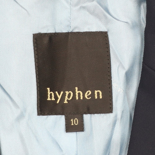 Hyphen Women's Navy Blue Long Overcoat Size 10 Lined Single-Breasted