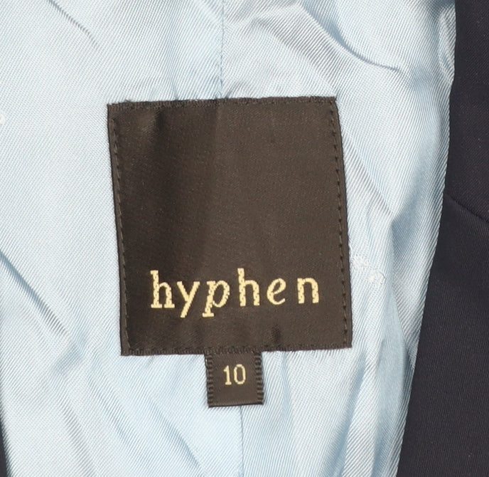 Hyphen Women's Navy Blue Long Overcoat Size 10 Lined Single-Breasted