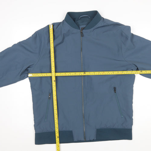 Marks and Spencer Men’s Blue Bomber Jacket Size L Polyester Zip Pockets