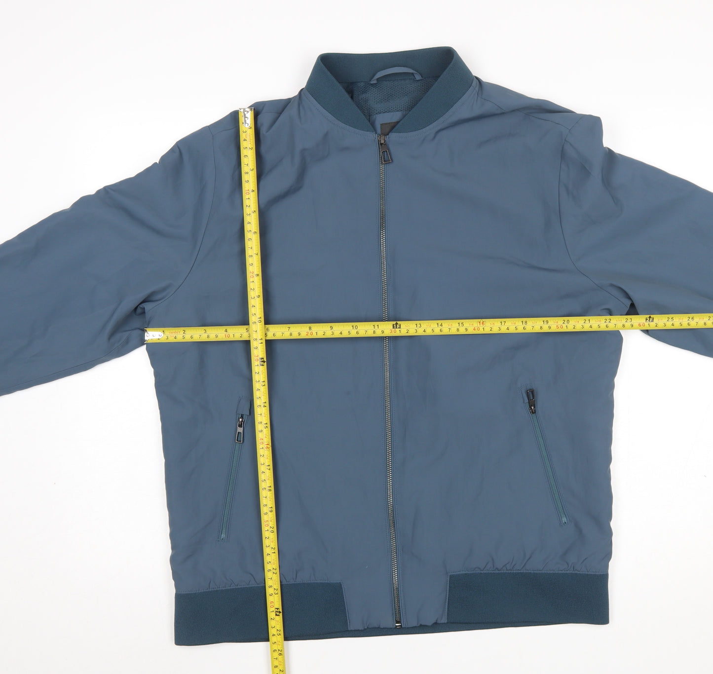 Marks and Spencer Men’s Blue Bomber Jacket Size L Polyester Zip Pockets