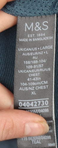 Marks and Spencer Men’s Blue Bomber Jacket Size L Polyester Zip Pockets
