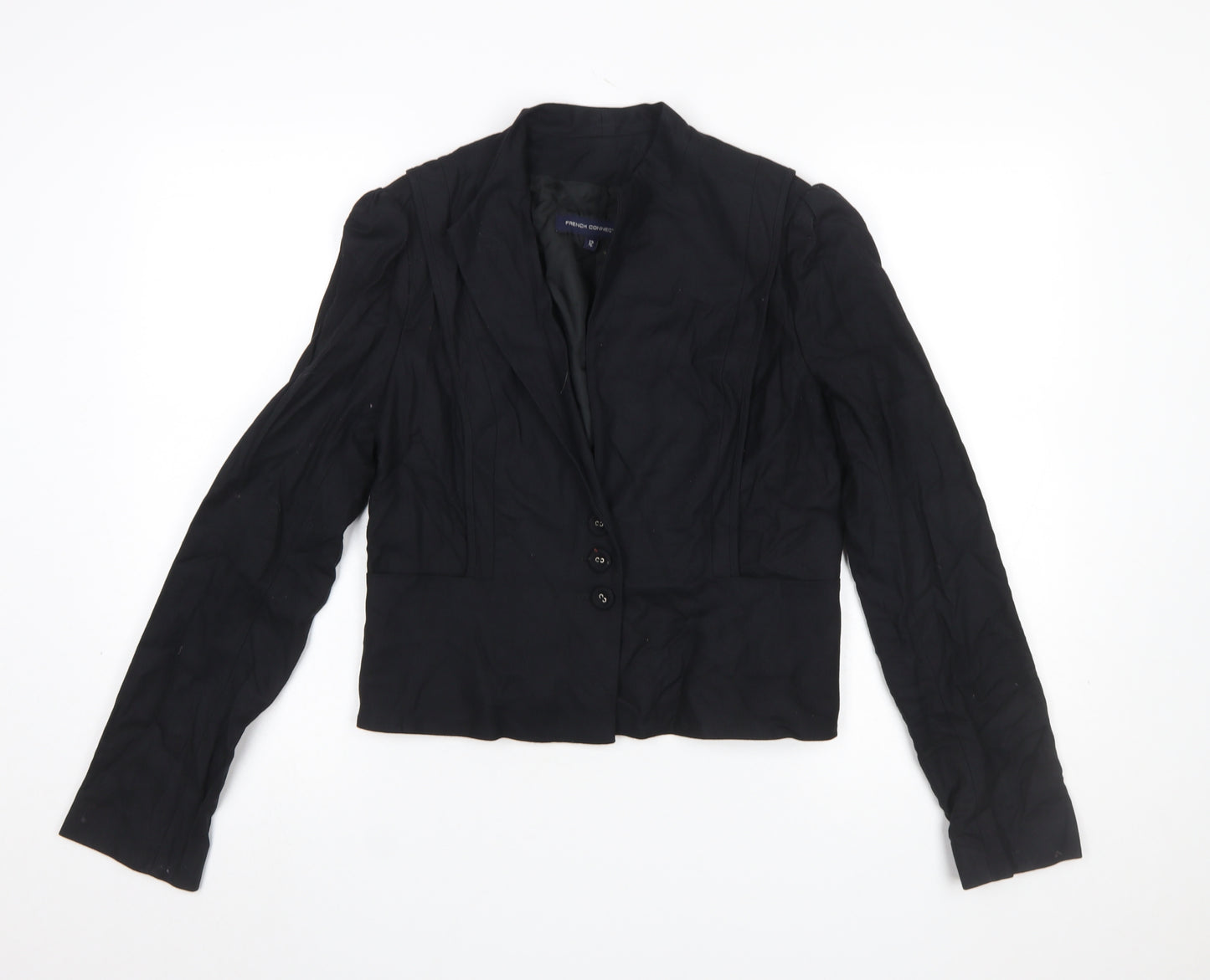 French Connection Women's Black Cropped Blazer Size 12 Tailored