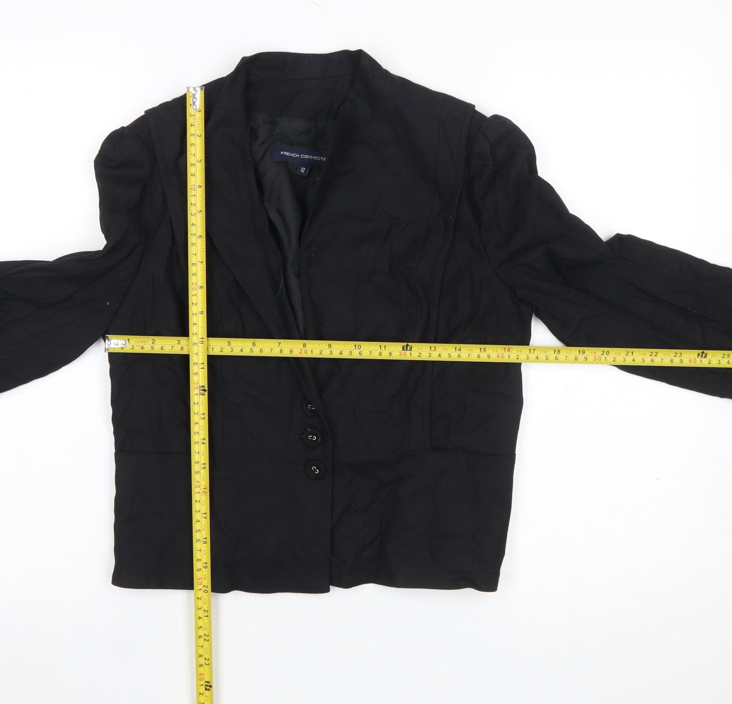 French Connection Women's Black Cropped Blazer Size 12 Tailored