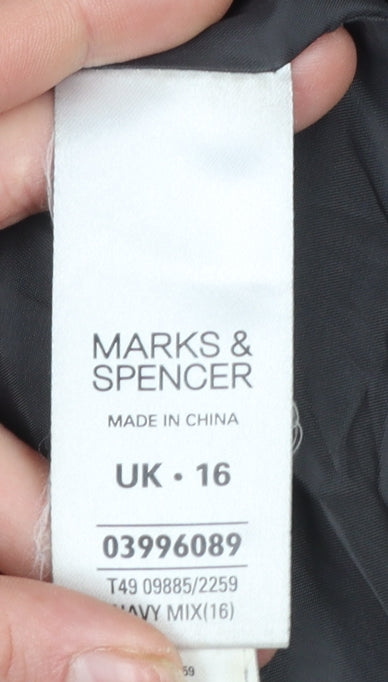 Marks and Spencer Women’s Brown Check Wool Blend Hooded Duffle Coat UK 16