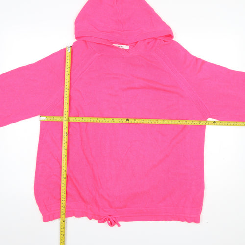 NEXT Women Pink Hooded Pullover Jumper Size L Acrylic Linen Knit