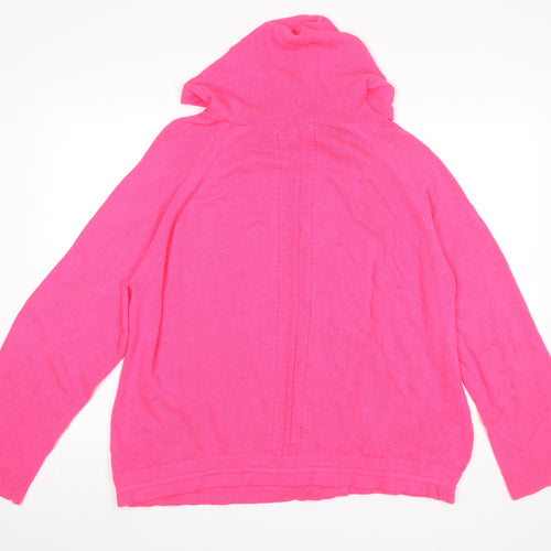 NEXT Women Pink Hooded Pullover Jumper Size L Acrylic Linen Knit