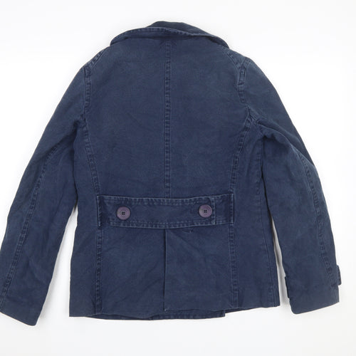 Kew Women's Blue Cotton Pea Coat Jacket Size 8 Button Front