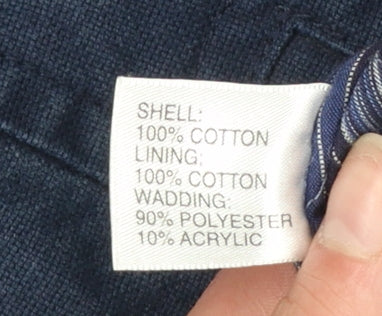 Kew Women's Blue Cotton Pea Coat Jacket Size 8 Button Front