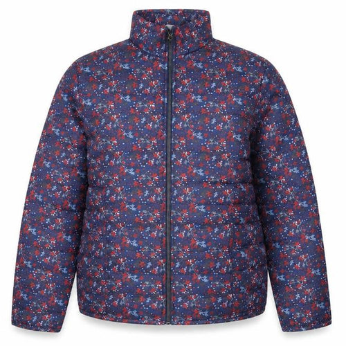 Anne De Lançay Womens Blue Floral Puffer Jacket M Full Zip Quilted