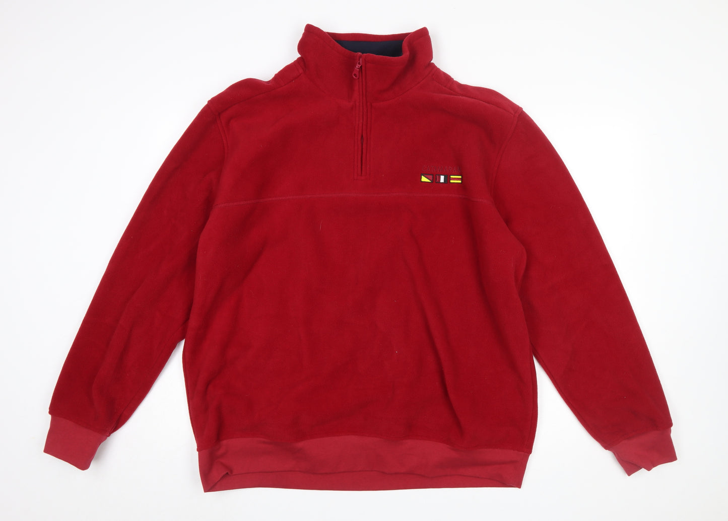 Catamaran Men's Red Fleece 1/4 Zip Pullover Sweatshirt L