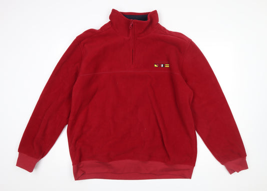 Catamaran Men's Red Fleece 1/4 Zip Pullover Sweatshirt L