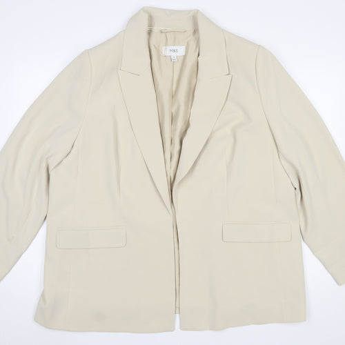Marks and Spencer Womens Beige Size 20 Regular Fit Blazer Jacket