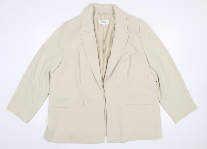 Marks and Spencer Womens Beige Size 20 Regular Fit Blazer Jacket