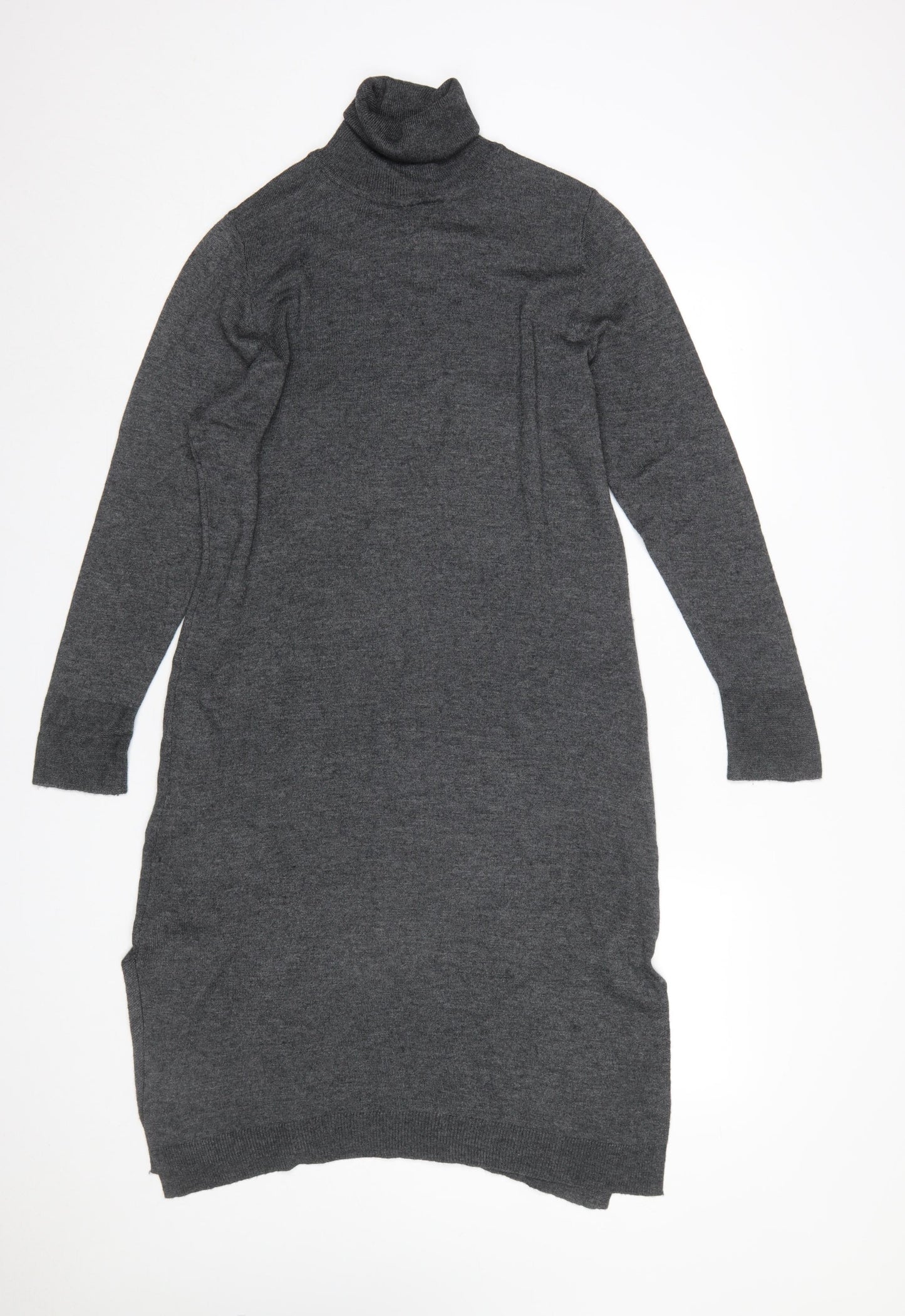 Next Women’s Grey Roll Neck Long Sleeve Knit Sweater Dress Size 12
