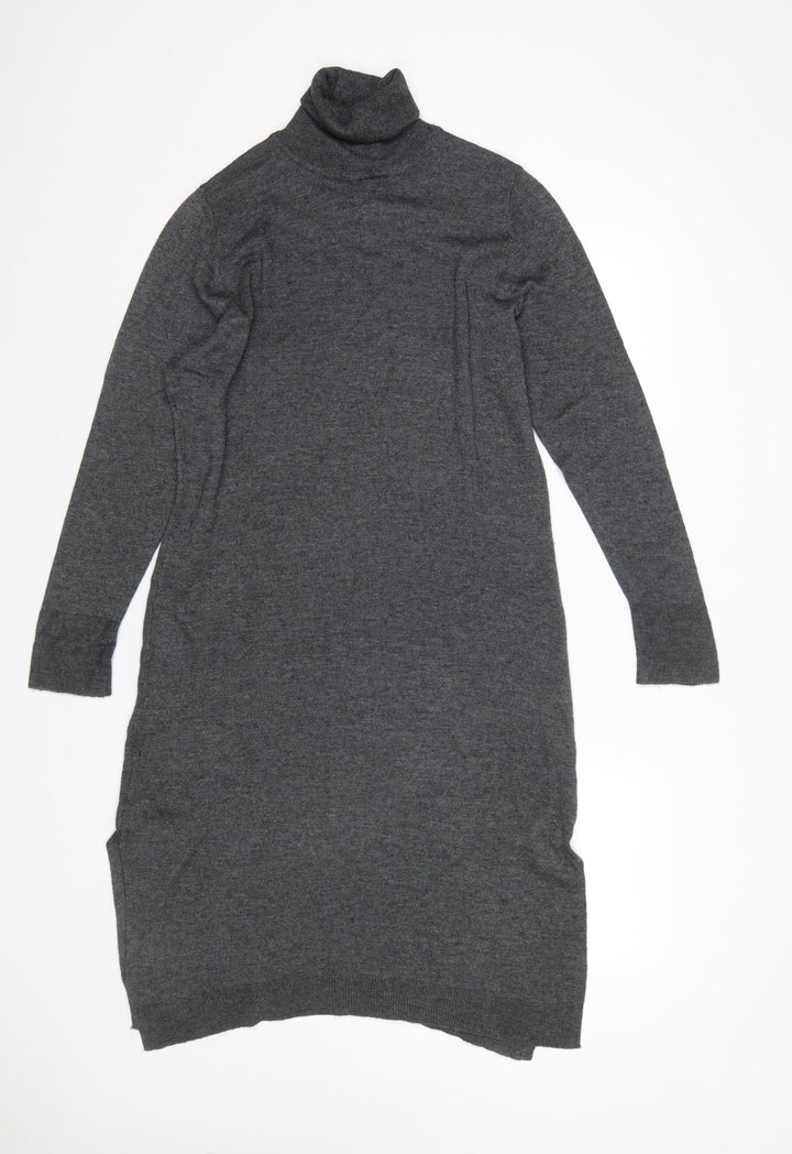 Next Women’s Grey Roll Neck Long Sleeve Knit Sweater Dress Size 12