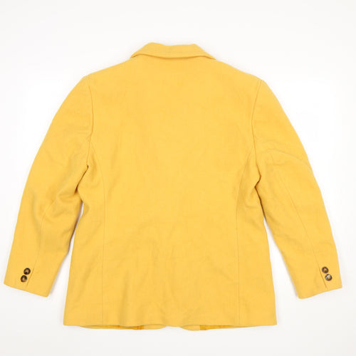 Compliments Women Yellow Wool Blazer Size 16 Single-Breasted Jacket