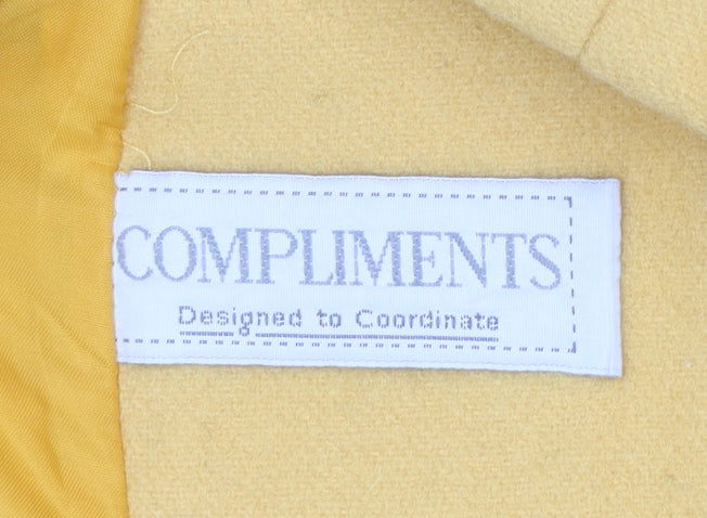 Compliments Women Yellow Wool Blazer Size 16 Single-Breasted Jacket