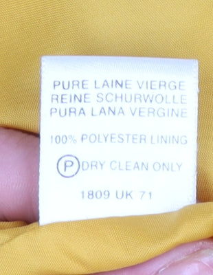 Compliments Women Yellow Wool Blazer Size 16 Single-Breasted Jacket