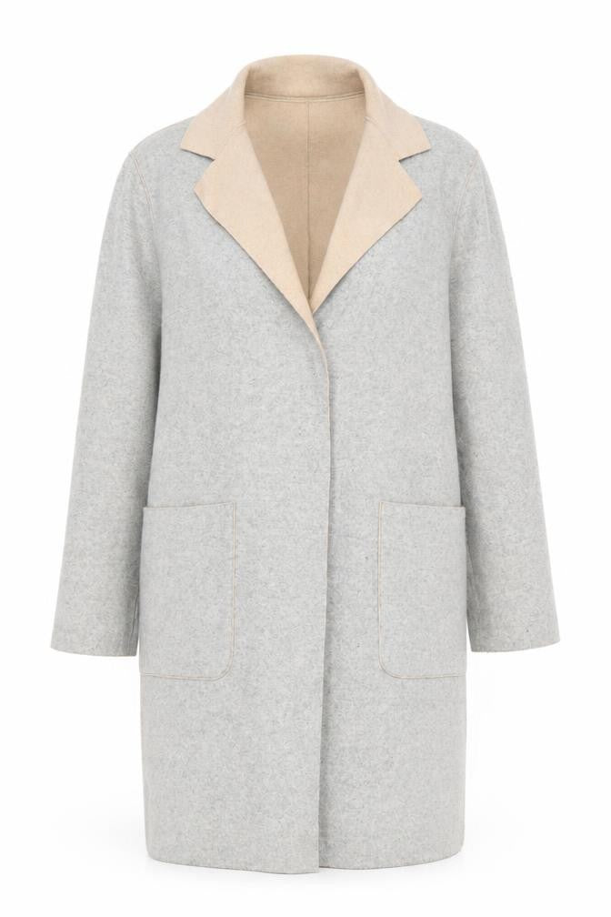 Front view of Marks & Spencer Women’s Grey Wool Blend Long Coatigan, size UK 12