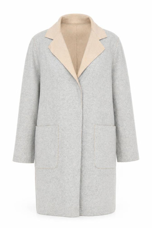 Front view of Marks & Spencer Women’s Grey Wool Blend Long Coatigan, size UK 12