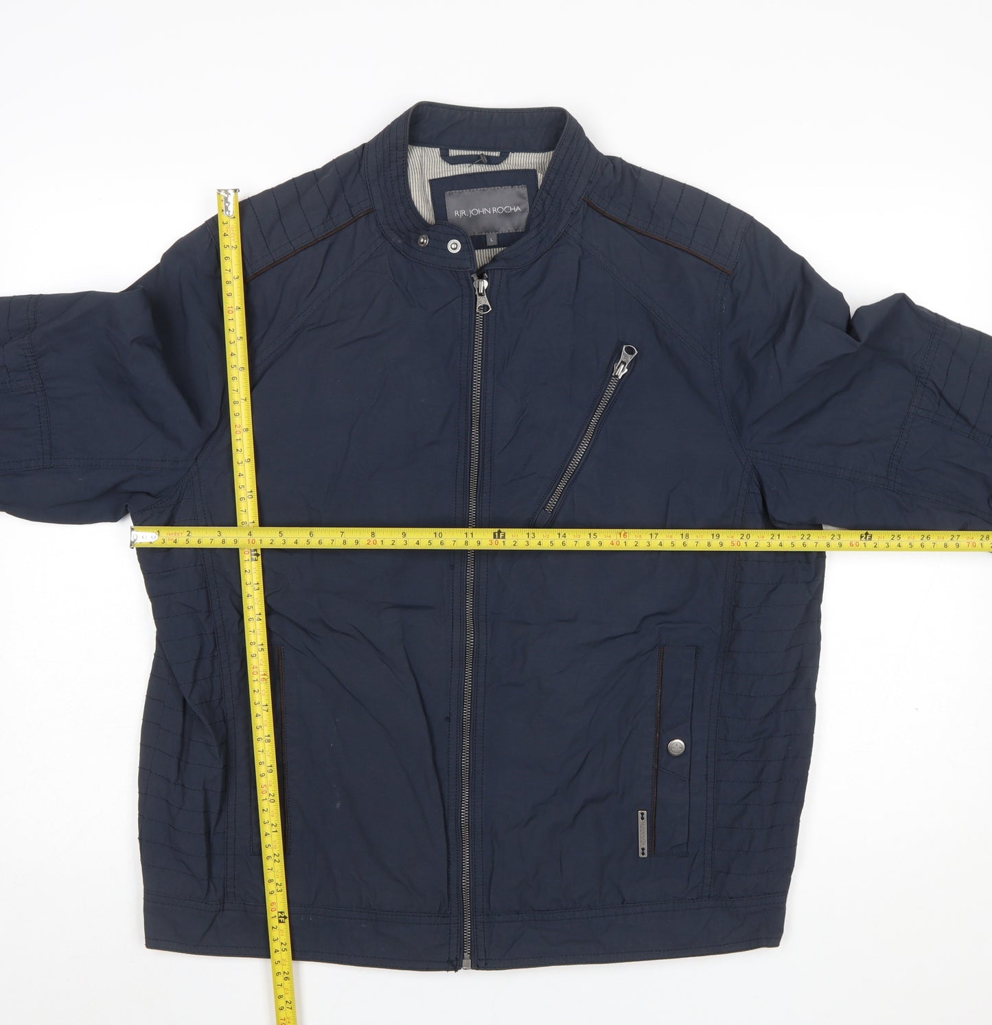 RJR John Rocha Men's Blue Biker Jacket Size L Cotton Nylon