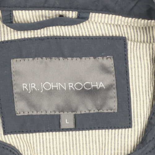 RJR John Rocha Men's Blue Biker Jacket Size L Cotton Nylon